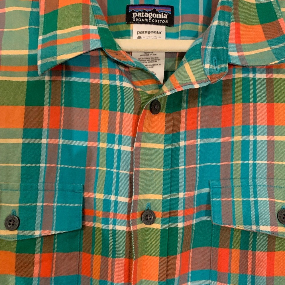 Patagonia Organic Cotton Mens Vibrant Plaid Button-Down Shirt Gorgeous XL - Picture 3 of 6